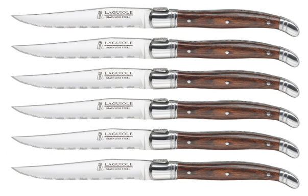 Trudeau Laguiole Steak Knives – Set of 6 – Pakka Wood Trudeau by Kitchen Niche