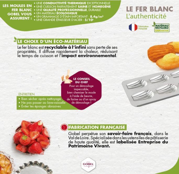 Gobel Madeleine Sheet Stamped for 12 Large – 15.5" x 8.6" / 39.5 x 22.5 cm