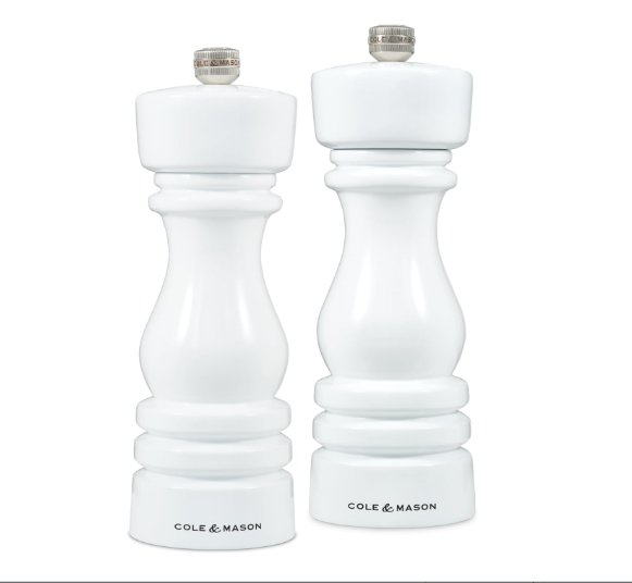Cole & Mason The London Collection Salt & Pepper Mill Gift Set – White Gloss – 7" / 18 cm by Kitchen Niche