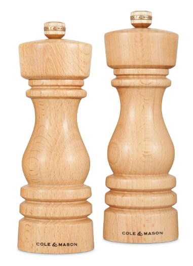 Cole & Mason The London Collection Salt & Pepper Mill Gift Set – Natural Beech – 7" / 18 cm by Kitchen Niche