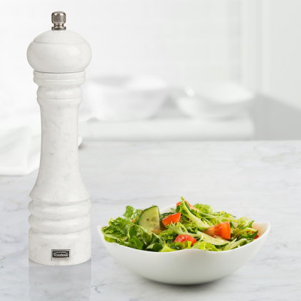Trudeau Professional Pepper Mill White Marble 9" Trudeau by Kitchen Niche