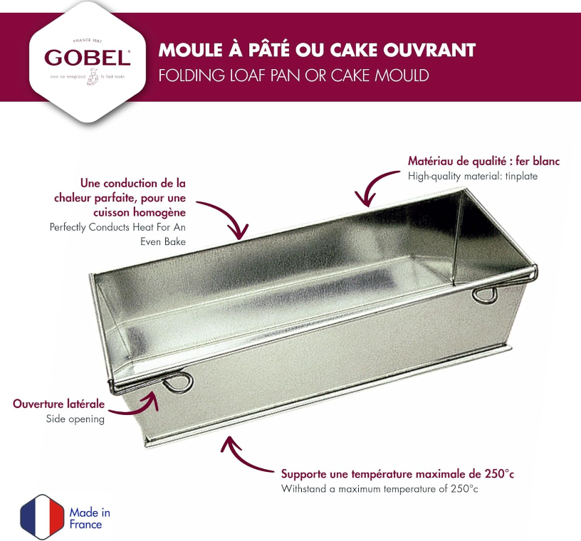 Gobel Folding Loaf Pan – 11" x 4" x 3" / 27 x 10 x 7.5 cm