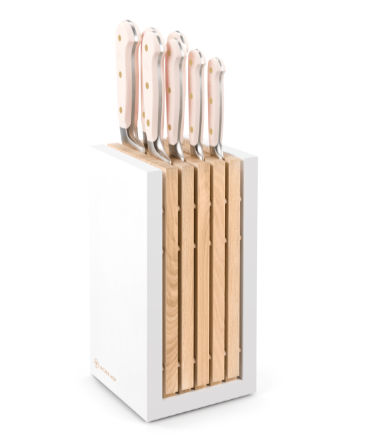 Wüsthof Classic Pink Himalayan Salt Designer White Knife Block Set – 8-pcs. Wusthof by Kitchen Niche