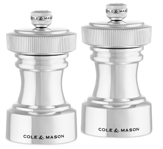 Cole &amp; Mason The Hoxton Salt &amp; Pepper Mill Gift Set – Silver Plated – 4.2" / 10.5 cm by Kitchen Niche