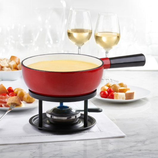 Trudeau Red Cast Iron Cheese Fondue Set Trudeau by Kitchen Niche