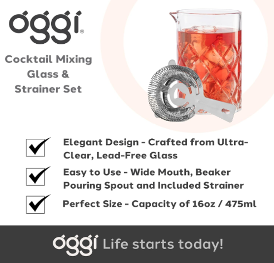 Oggi Cocktail Glass with Strainer