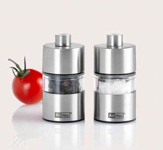 AdHoc Classic MiniMill Pepper / Salt Mill – Stainless Steel – 2.4" / 6.2 cm