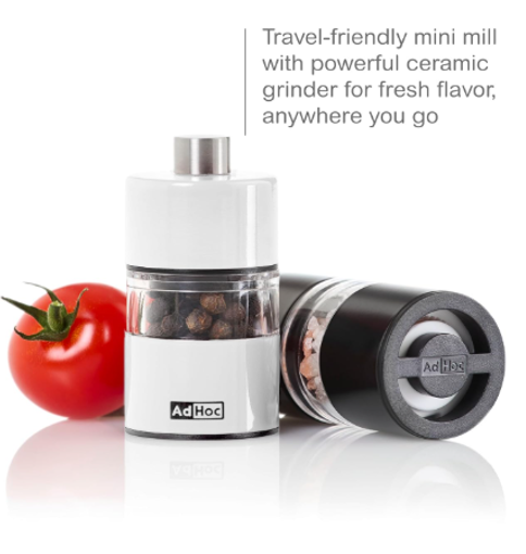 AdHoc Classic MiniMill Pepper / Salt Mill – White – 2.4" / 6.2 cm