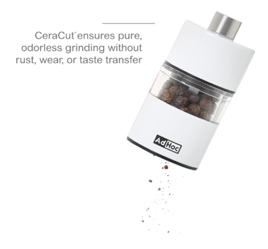 AdHoc Classic MiniMill Pepper / Salt Mill – White – 2.4" / 6.2 cm