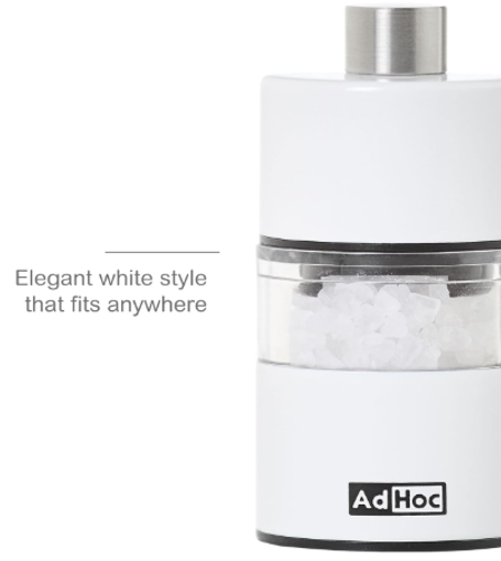 AdHoc Classic MiniMill Pepper / Salt Mill – White – 2.4" / 6.2 cm
