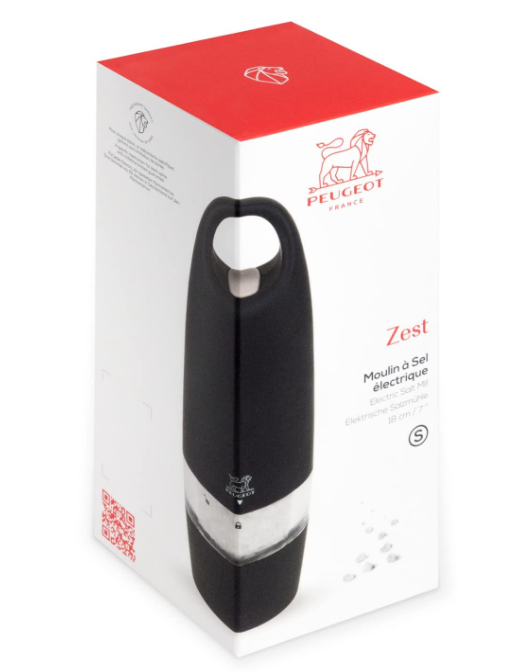 Peugeot Zest Black Electric Salt Mill by Kitchen Niche