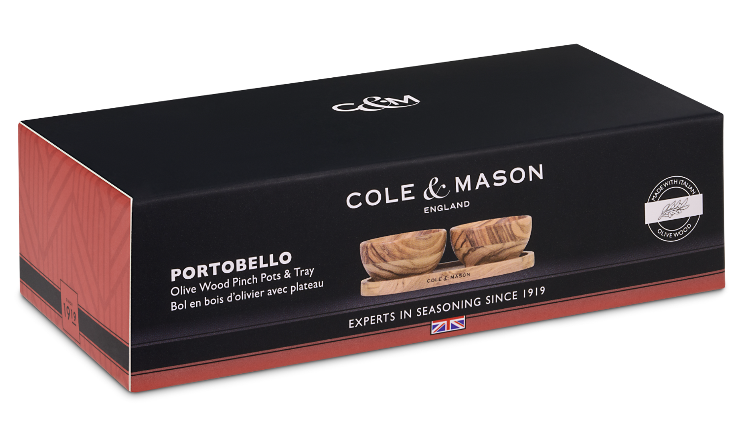 Cole & Mason Portobello Olive Wood Salt & Pepper Pinch Pots