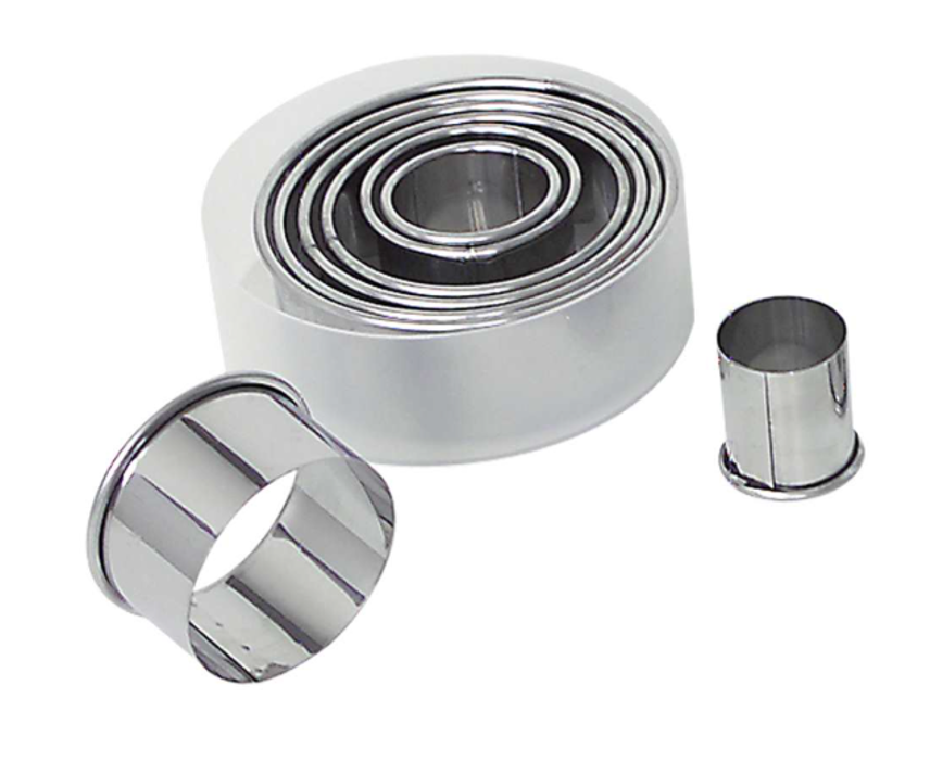Gobel Round Pastry Cutter Set – 8 Pieces – 1.3"–4" / 3.5–10 x 3.6 cm