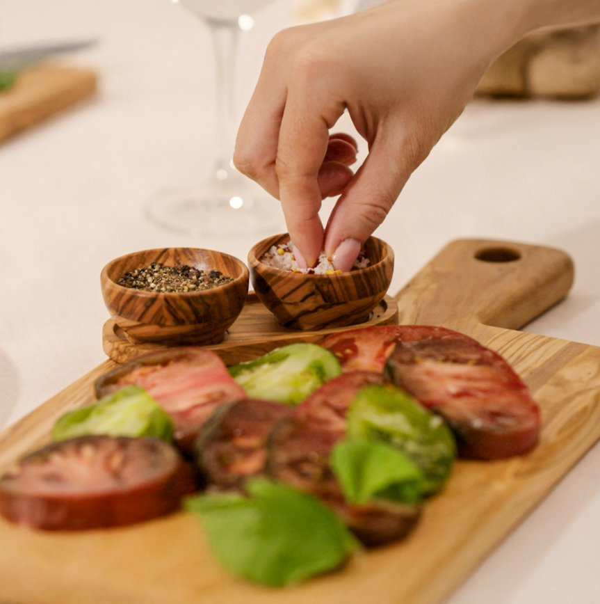 Cole & Mason Portobello Olive Wood Salt & Pepper Pinch Pots