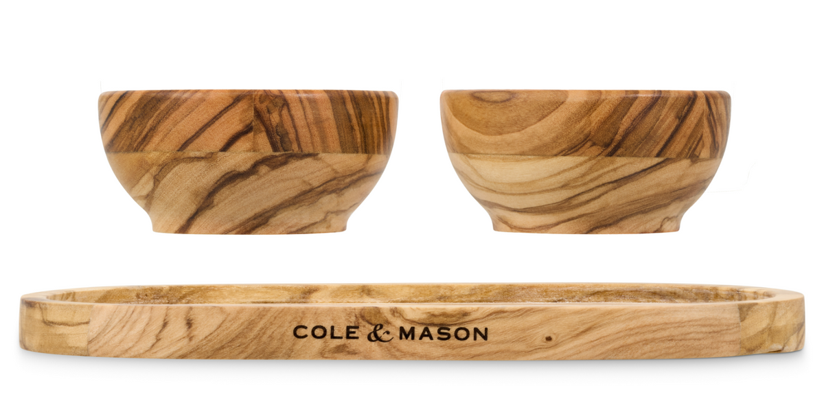 Cole & Mason Portobello Olive Wood Salt & Pepper Pinch Pots