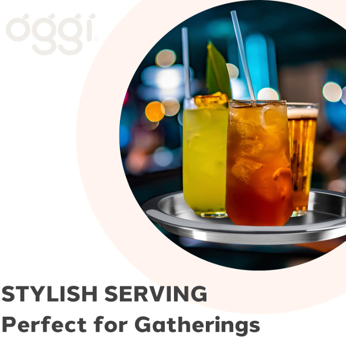 Oggi Serving Tray – Stainless Steel – 14" Ø