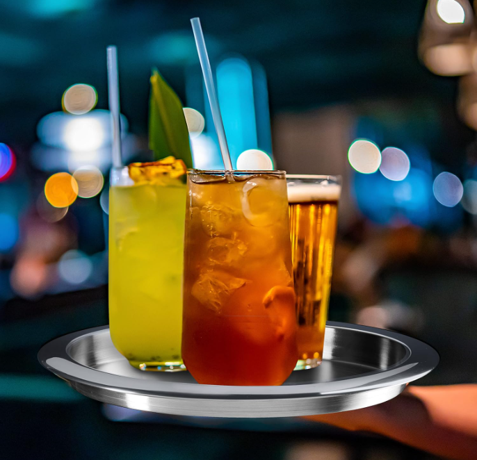 Oggi Serving Tray – Stainless Steel – 14" Ø