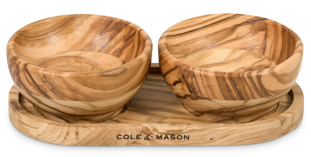 Cole & Mason Portobello Olive Wood Salt & Pepper Pinch Pots