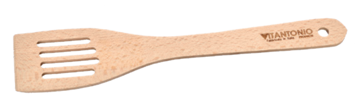 Vitantonio Beech Wood Slotted Spatula – 30cm