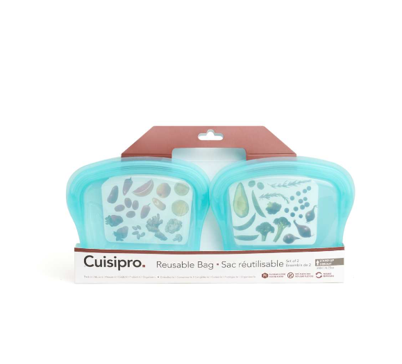 Cuisipro Reusable Bags – 2pc – 5.25" x 4.75" / 13.3 x 12 cm – 200 ml – Aqua Cuisipro by Kitchen Niche