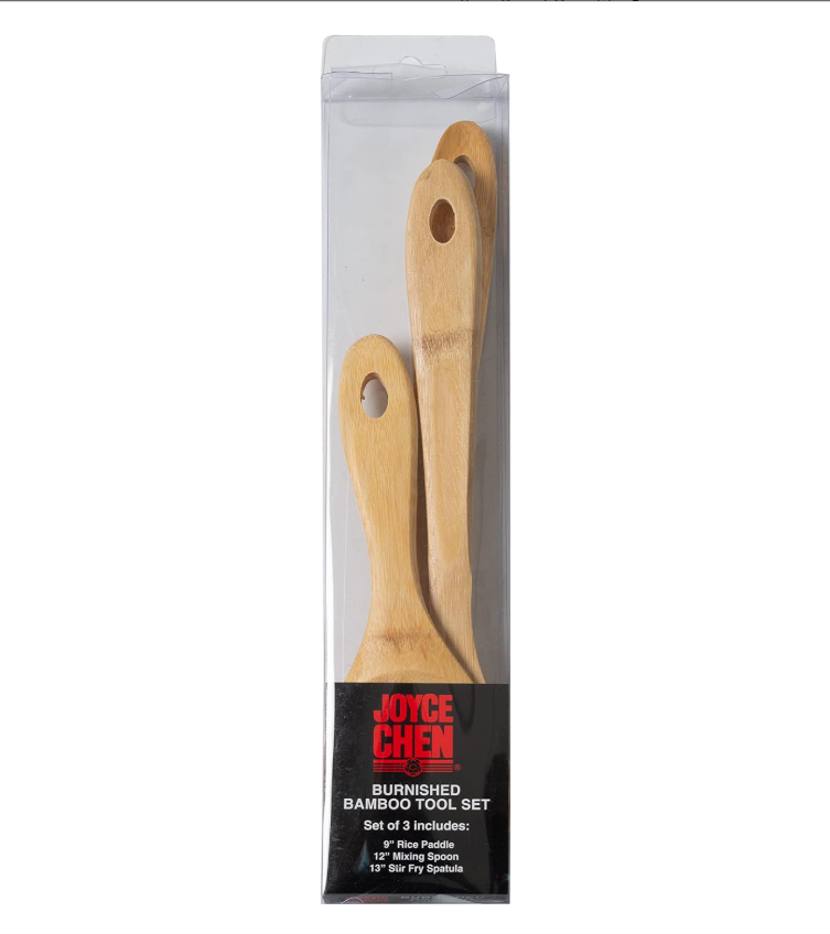 Joyce Chen Burnished Bamboo Wok Utensils – 3-Piece Stir Fry Set