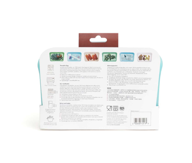 Cuisipro Reusable Bags – 7.25" x 5.25" / 18.5 x 13 cm – 400 ml – Aqua Cuisipro by Kitchen Niche