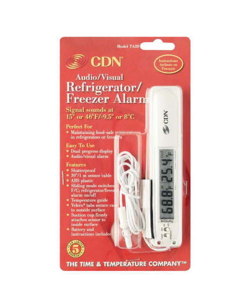 CDN Fridge Freezer Alarm Thermometer - White