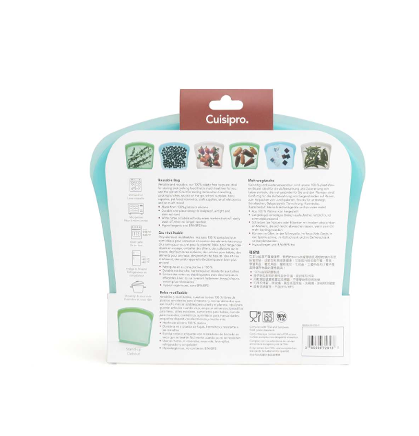 Cuisipro Reusable Bags – 8" x 7" / 20.3 x 18 cm – 800 ml / 27 oz – Aqua Cuisipro by Kitchen Niche