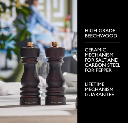 Cole & Mason The London Collection Salt & Pepper Mill Gift Set – Chocolate Wood – 7" / 18 cm by Kitchen Niche