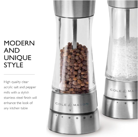 Cole & Mason Derwent Salt & Pepper Mill Gift Set – Stainless Steel – 7.5" / 19 cm by Kitchen Niche