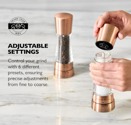 Cole & Mason Derwent Salt & Pepper Mill Gift Set – Copper – 7.5" / 19 cm by Kitchen Niche