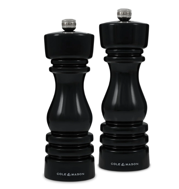 Cole & Mason The London Collection Salt & Pepper Mill Gift Set – Black Gloss – 7" / 18 cm by Kitchen Niche
