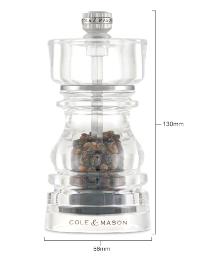 Cole & Mason The London Collection Pepper Mill – Acrylic – 5" / 13 cm by Kitchen Niche