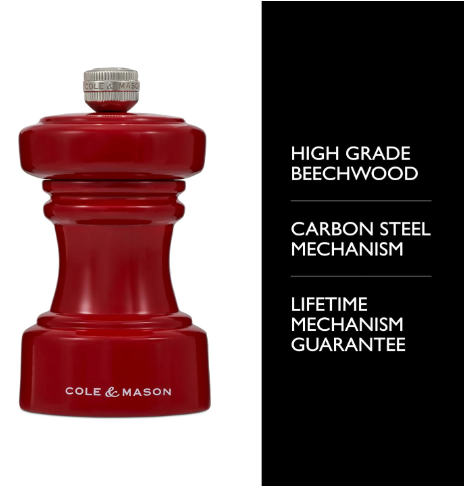 Cole & Mason The Hoxton Salt Mill – Red Gloss – 4.2" / 10.5 cm by Kitchen Niche