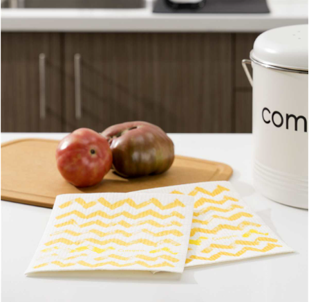 Cuisipro Reusable Eco Cleaning Cloth – Small 20 x 17 x 0.2 cm / 7.87 x 6.7" – Yellow ZigZag Cuisipro by Kitchen Niche