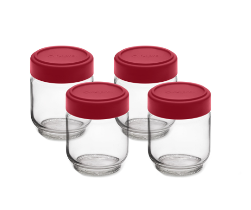 Cuisipro Leak-Proof Glass Jars – 4 pc / Set, 160 ml / 5.4 oz, Red Cuisipro by Kitchen Niche