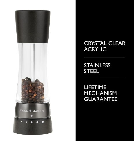 Cole & Mason Derwent Pepper Mill – Black Wood – 7.5" / 19 cm by Kitchen Niche