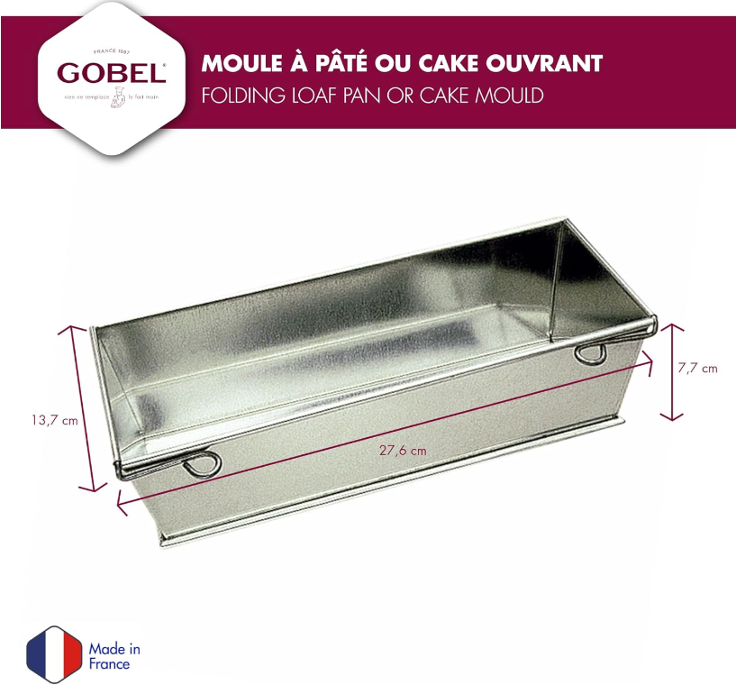 Gobel Folding Loaf Pan – 11" x 4" x 3" / 27 x 10 x 7.5 cm