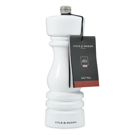 Cole & Mason The London Collection Salt Mill – White Gloss – 7" / 18 cm by Kitchen Niche