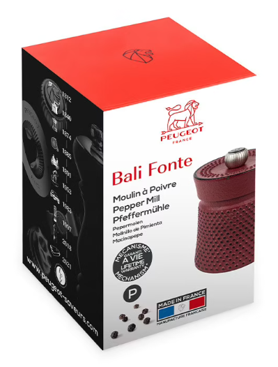 Peugeot Bali Fonte Red Cast Iron Pepper Mill by Kitchen Niche