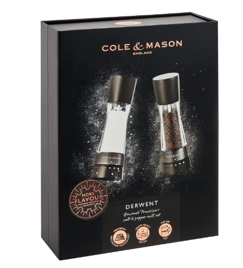 Cole & Mason Derwent Salt & Pepper Mill Gift Set – Black Wood – 7.5" / 19 cm by Kitchen Niche
