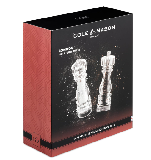 Cole & Mason The London Collection Salt & Pepper Mill Gift Set – Acrylic – 7" / 18 cm by Kitchen Niche