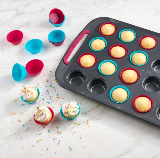 Trudeau Mini Muffin Baking Cups – Fuchsia / Tropical – 24-Pack Trudeau by Kitchen Niche