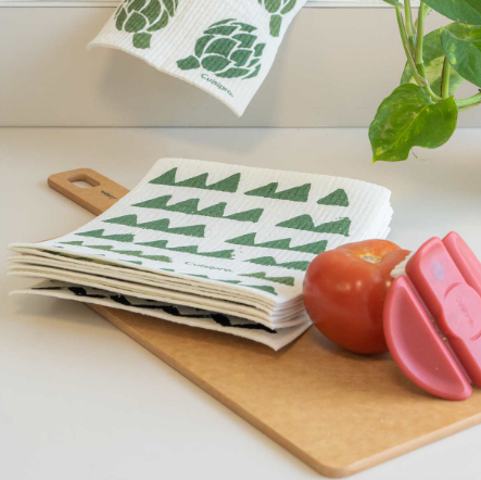 Cuisipro Reusable Eco-Cleaning Cloth – Small 20 x 17 x 0.2 cm / 7.87 x 6.7" – Green Triangle Design Cuisipro by Kitchen Niche
