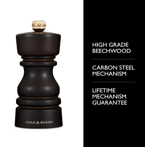 Cole & Mason The London Collection Pepper Mill – Chocolate Wood – 5" / 13 cm by Kitchen Niche