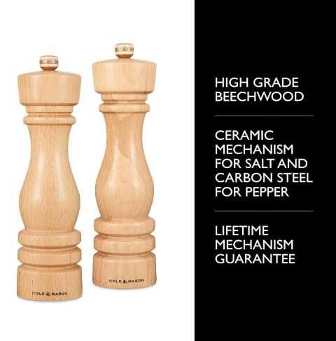 Cole & Mason The London Collection Salt & Pepper Mill Gift Set – Natural Beech – 8.5" / 22 cm by Kitchen Niche