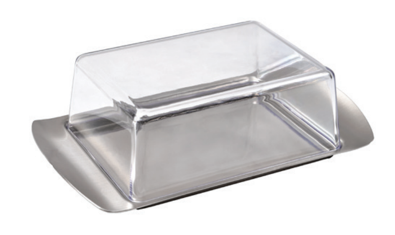 Vitantonio 18/10 Stainless Steel Butter Dish with Acrylic Cover – 10x10cm