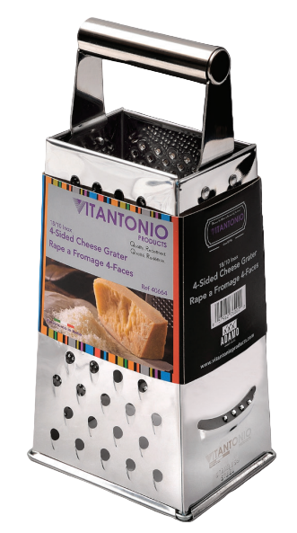 Vitantonio Stainless Steel 4-Sided Grater with Riveted Handle – 24x11cm