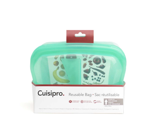Cuisipro Reusable Bags – Stand-Up w/Divider, 1300ml – Green Cuisipro by Kitchen Niche