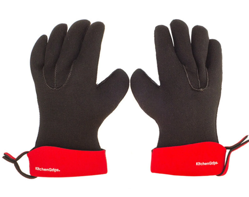 Kitchen Grips 5-Finger Heat Resistant Gloves Large Cherry Black